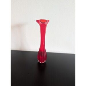 LEFTON‎ Hand Blown Studio Art Glass 10" BUD VASE RUFFLE EDGE